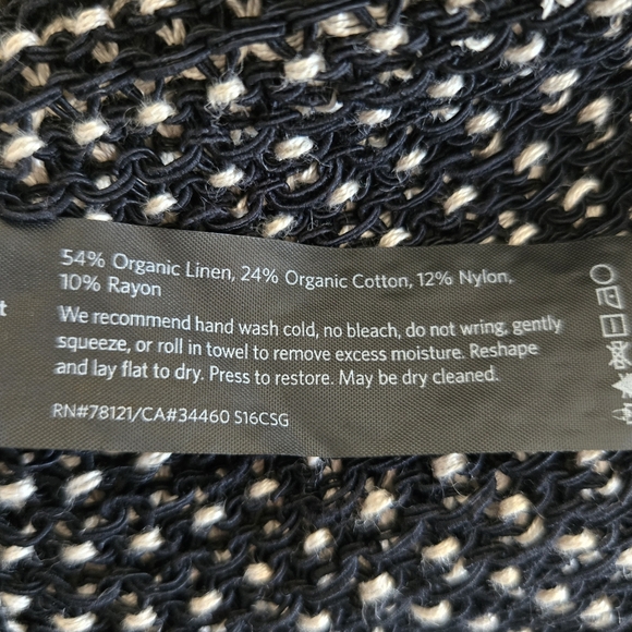 Eileen Fisher Organic Linen And Cotton Black White Knit Snap Cardigan Small - Picture 7 of 7